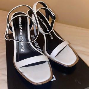 Alexander wang white/silver toe sandals